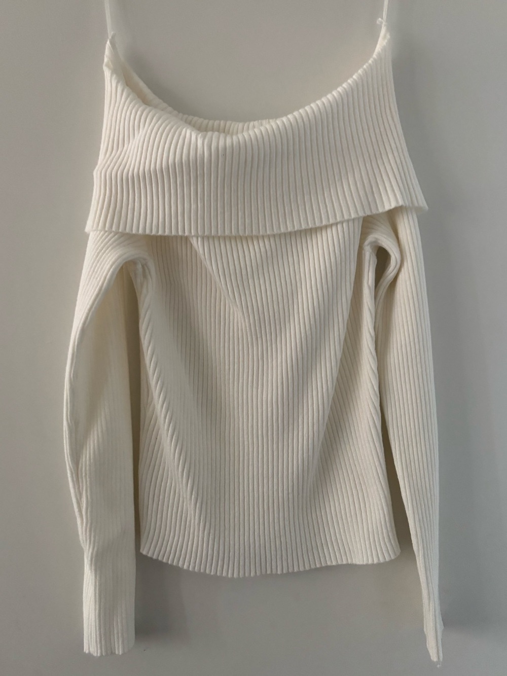 Sugarlips Off-the-Shoulder Ribbed Sweater - Cream